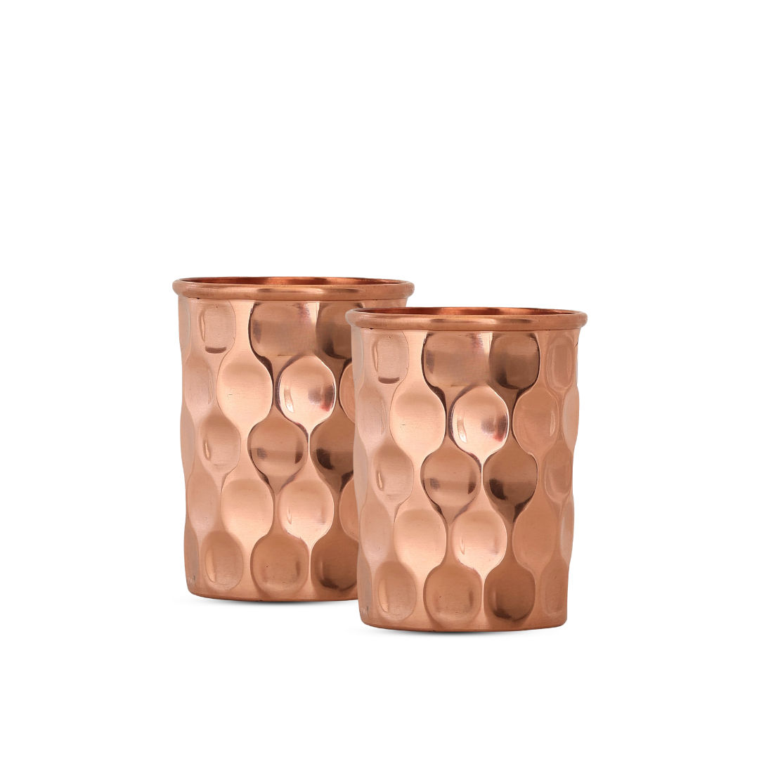 Pure copper dome shape glass plain, 350 ML ML, Set of 2 386